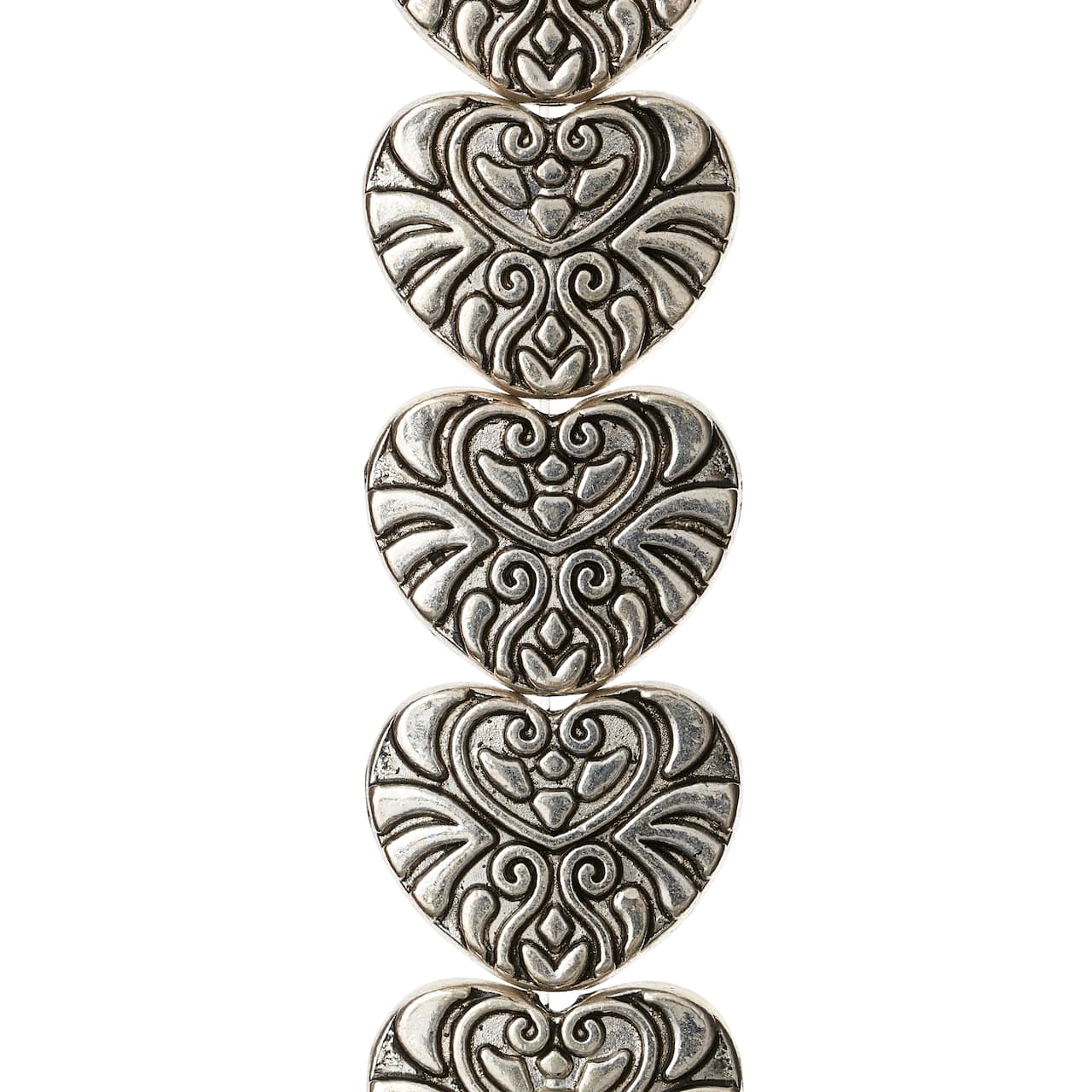 Silver-Plated Metal Heart Beads, 18mm by Bead Landing™